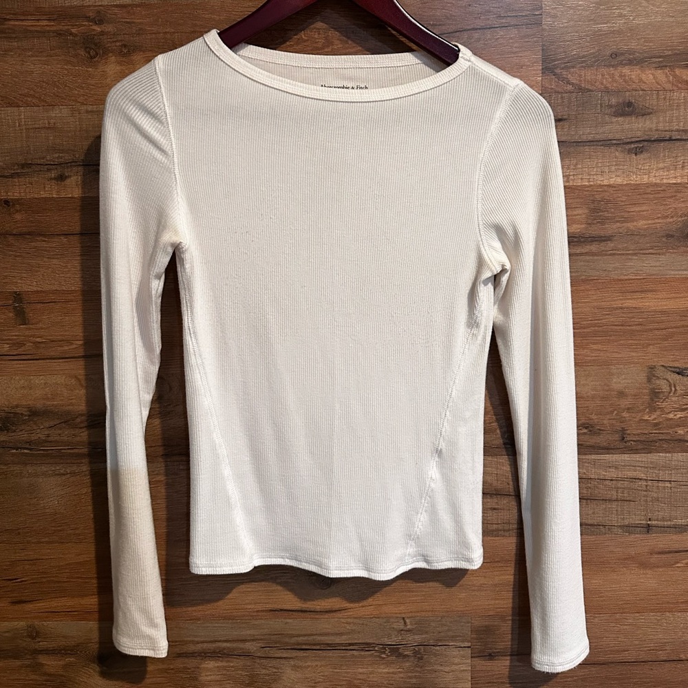 Abercrombie & Fitch Cream Long Sleeve Top